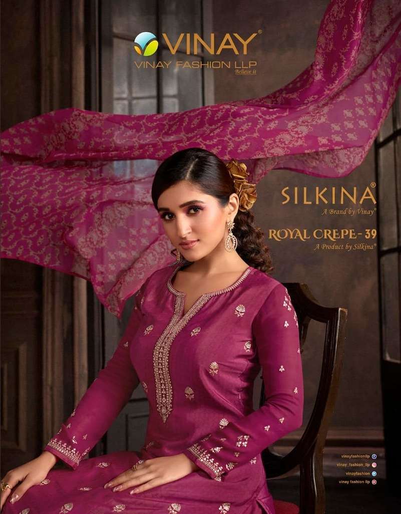 vinay silkina royal crepe vol 39 series 1261-61268 crape suit 