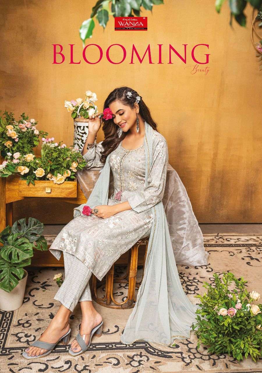 wanna blooming beauty series 101-107 rayon readymade suit 