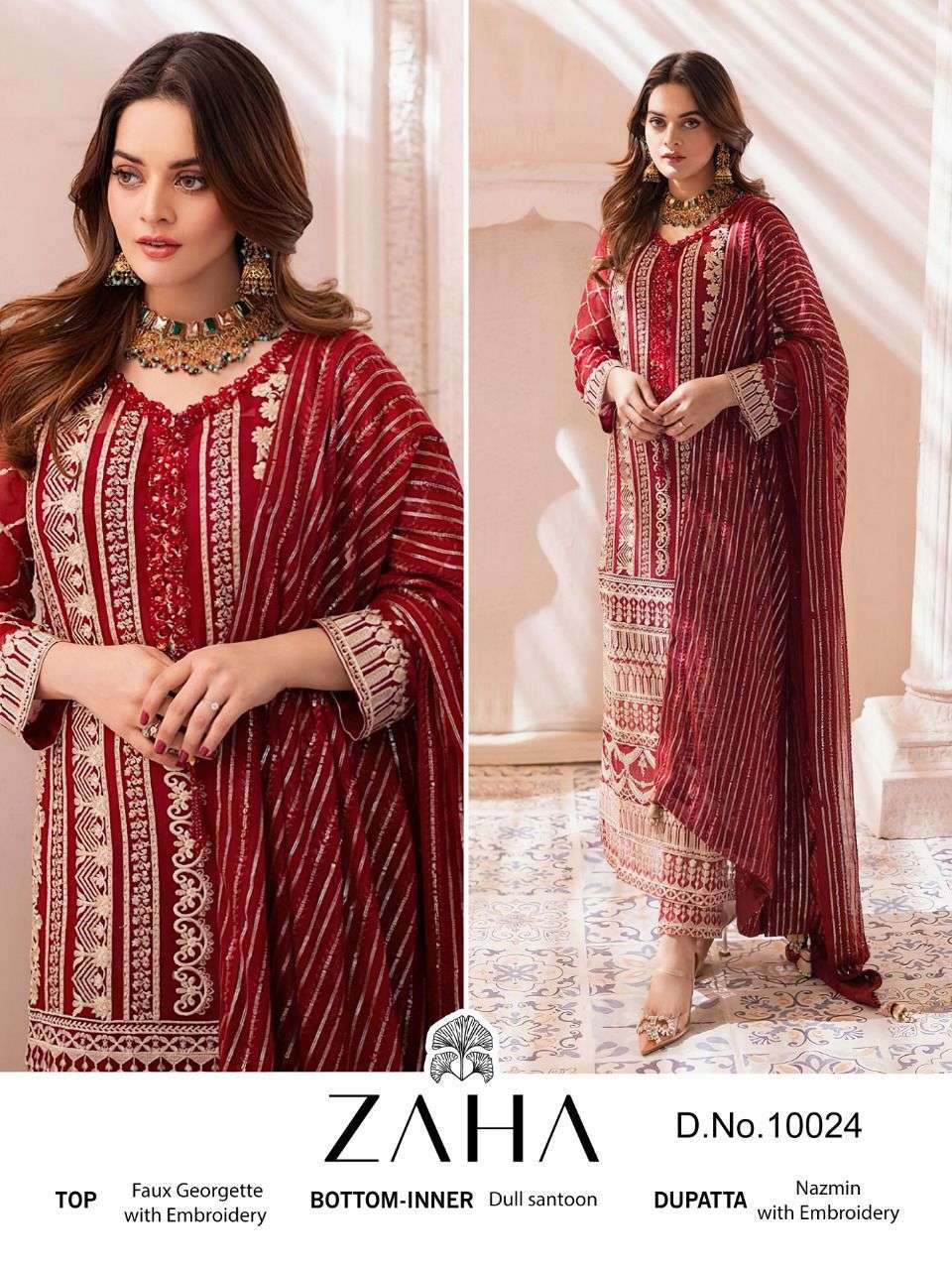 zaha 10024 designer georgette suit