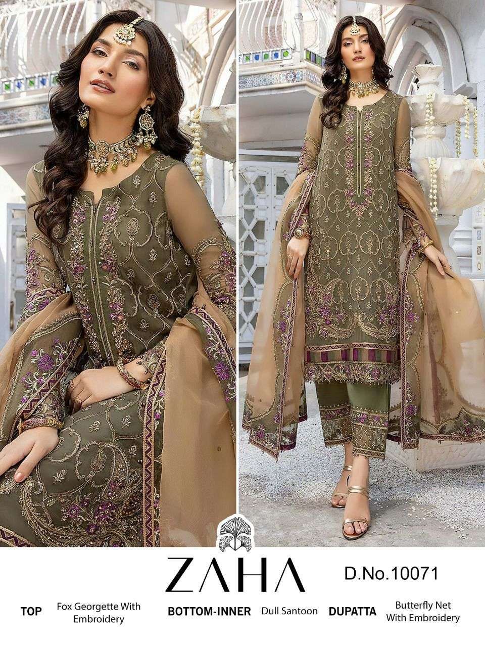 zaha 10071 georgette heavy embroidered suit 