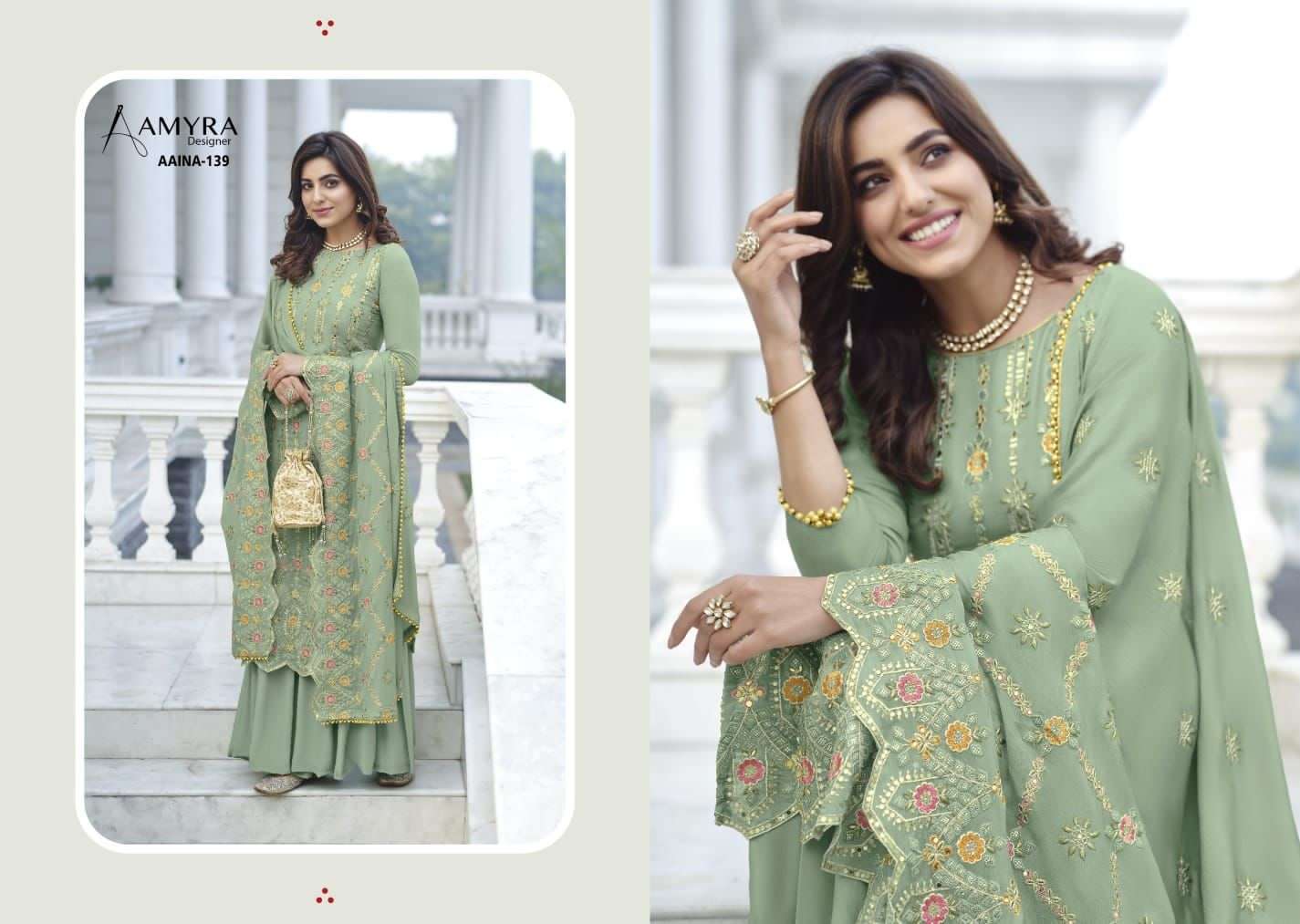 Aaina vol 9 designer heavy chinon suit 