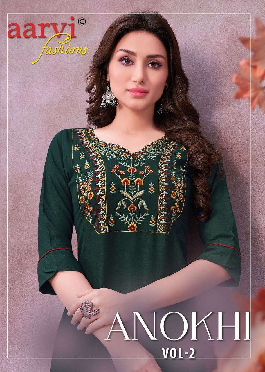 aarvi anokhi vol 2 series 6042-6047 ruby silk kurti 