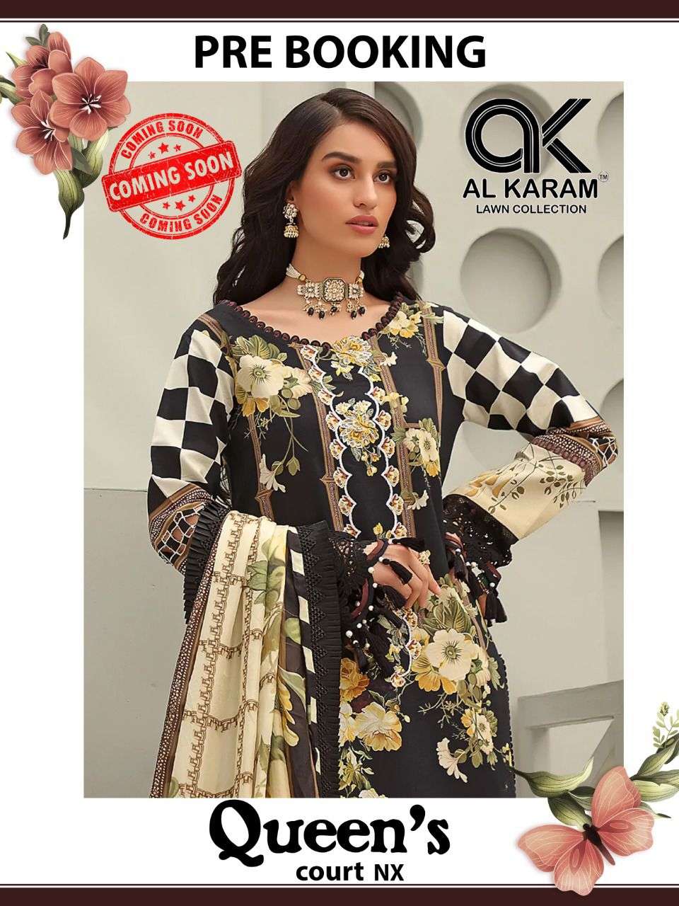 Al Karam Queen Court Nx series 1001-1004 pure cambric cotton suit