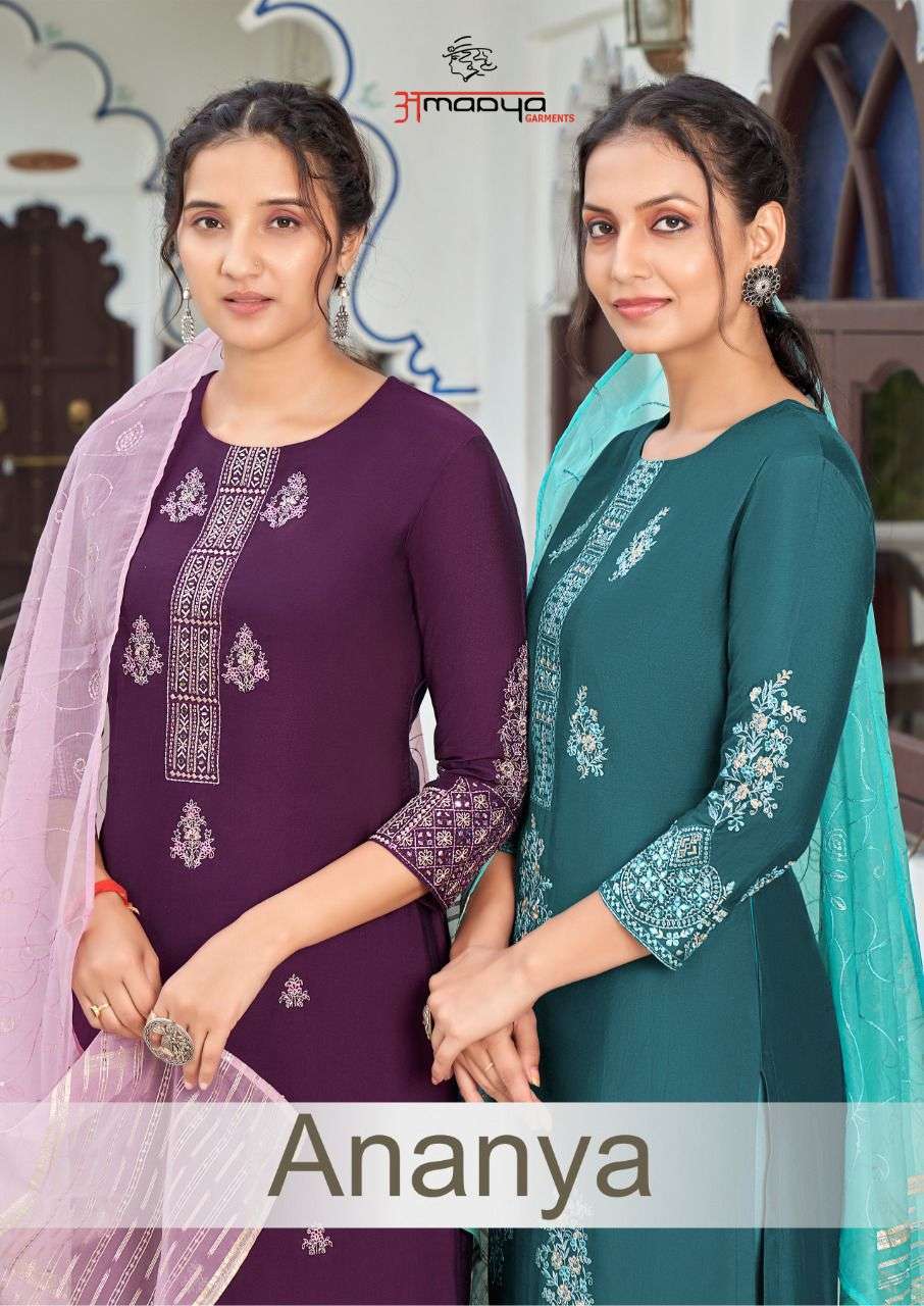 amaaya ananya series 1001-1006 fancy viscose readymade suit 