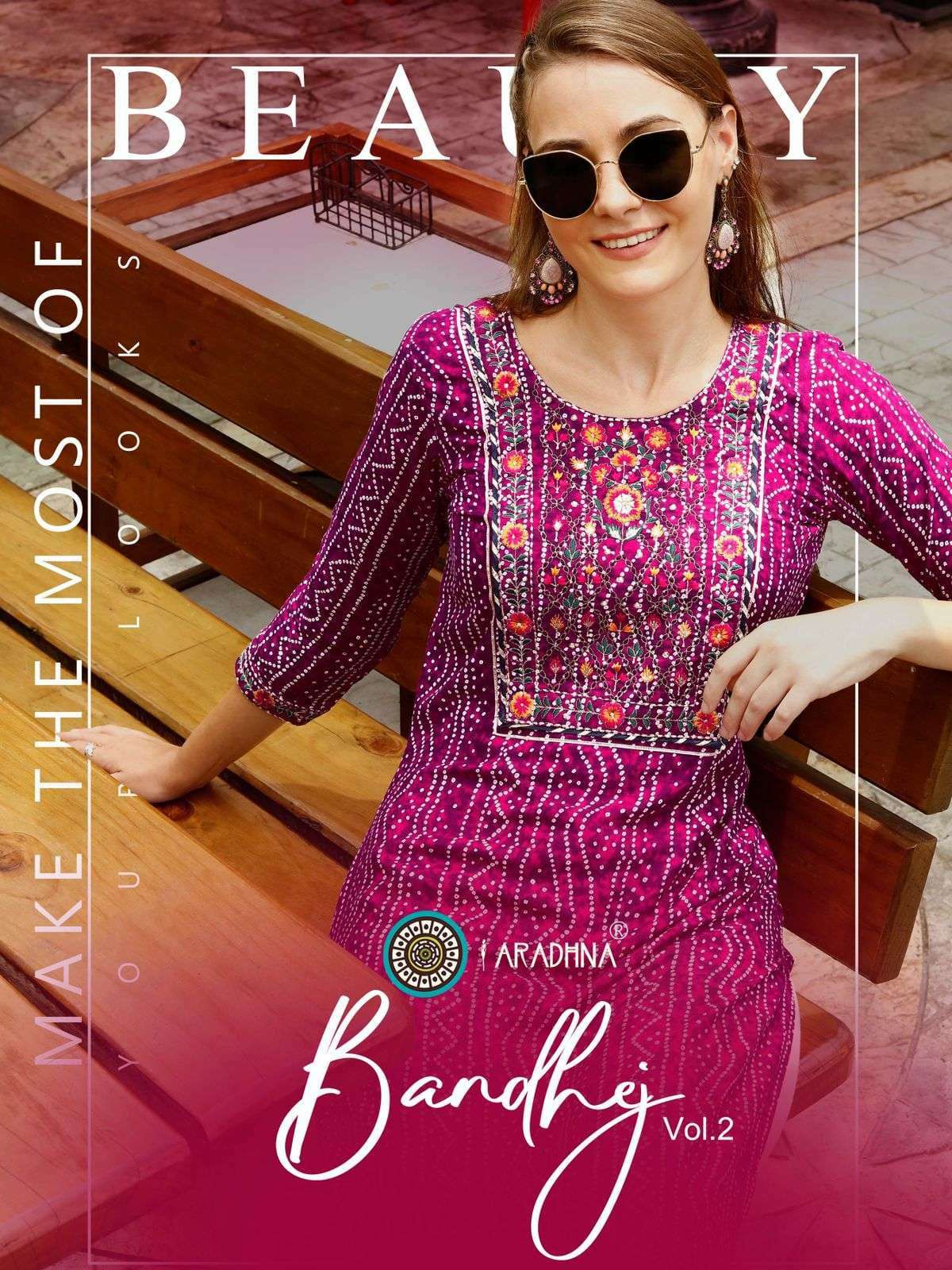 aradhna bandhej vol 2 series 2001-2008 fancy fabric kurti 