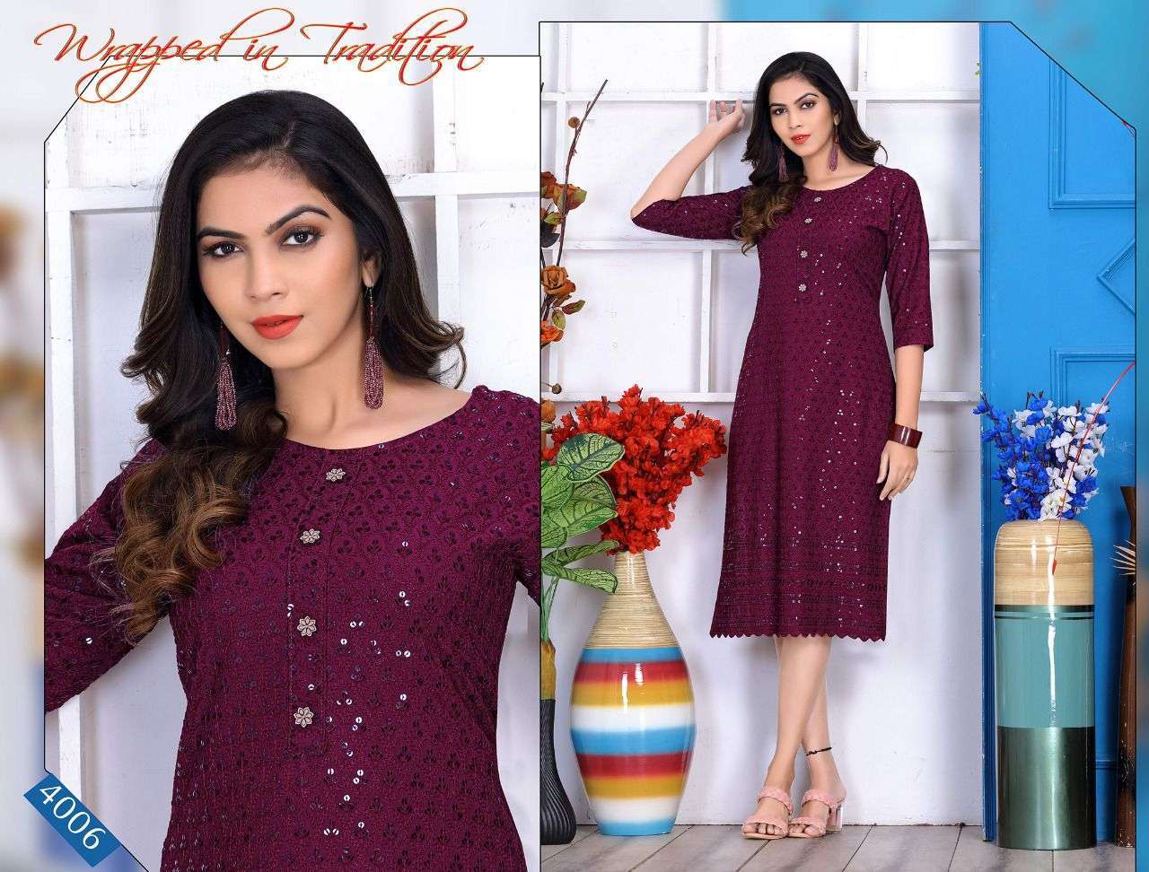 bequty winsome vol 1 series 4001-4008 17 kg heavy chiken rayon kurti