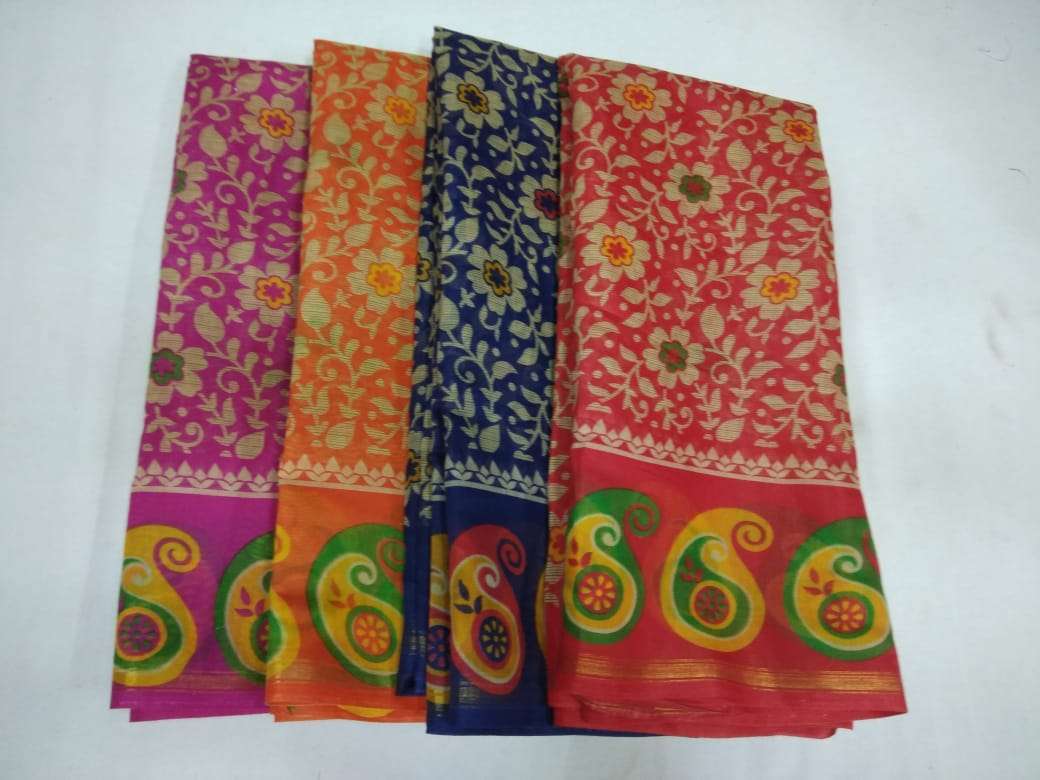 cotton chanderi border with blouse saree non catalog formal wear