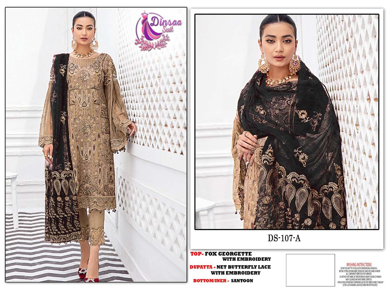 dinsaa suit ds-107 designer faux georgette suit 