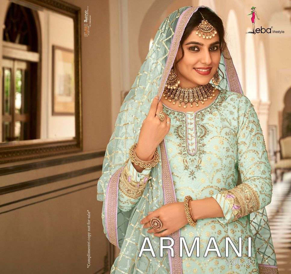 eba armani vol 3 designer faux georgette suit 