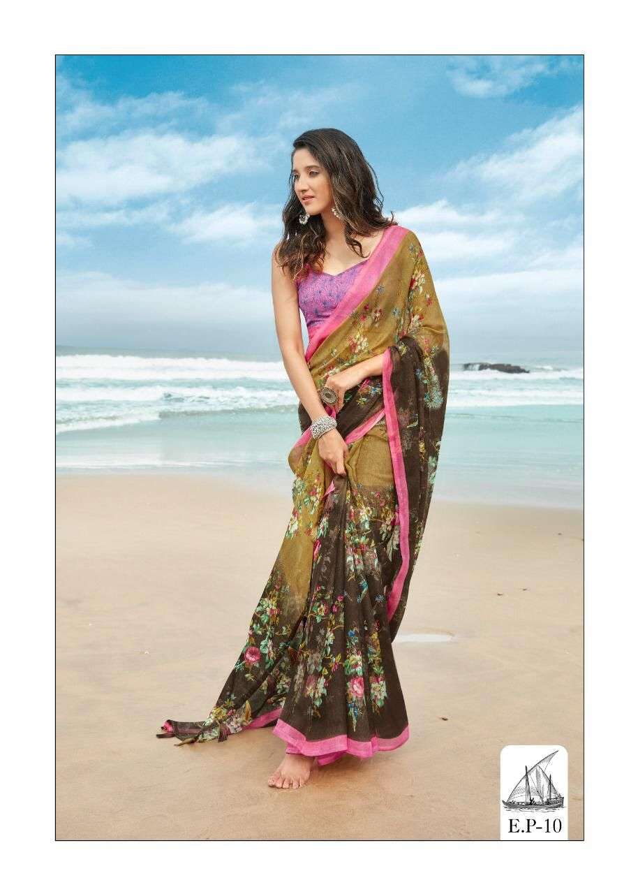 eleghant pattu designer soft linen jute saree 