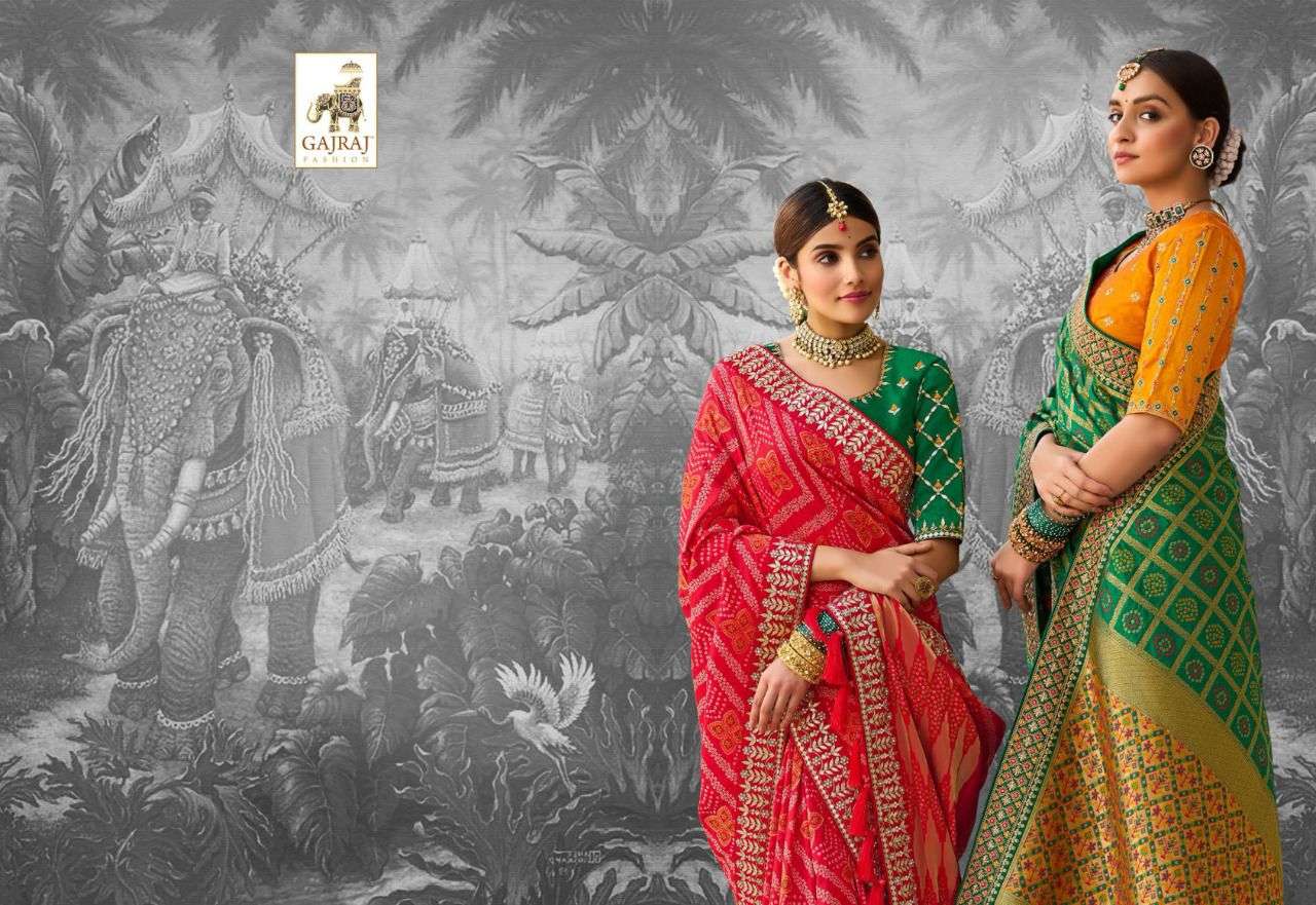 gajraj 100 series designer banarasi silk saree 