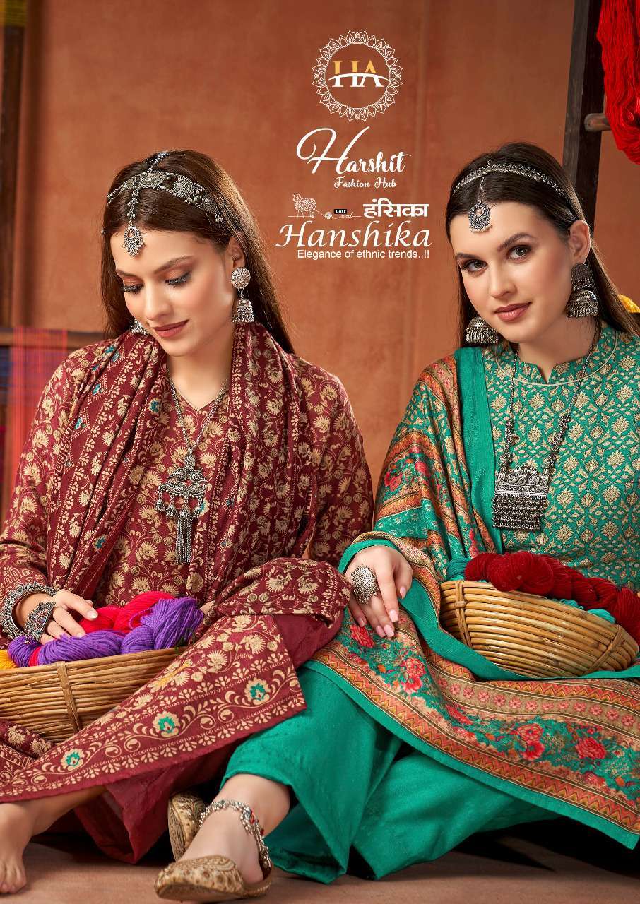 harshit hanshika series 1072001-1072008 pure wool pashmina suit 