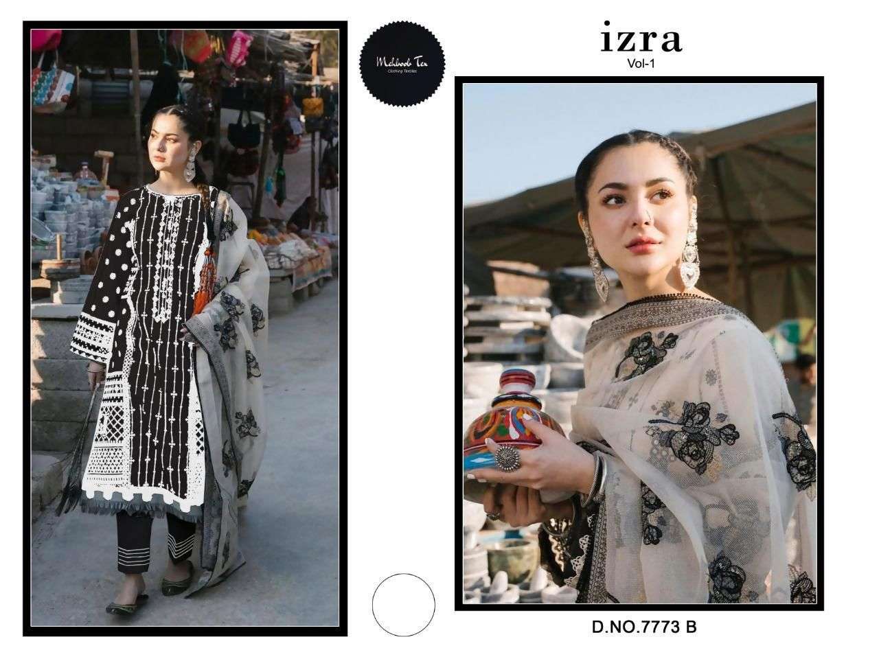 izara vol 3 series 7773-B cambric cotton suit 