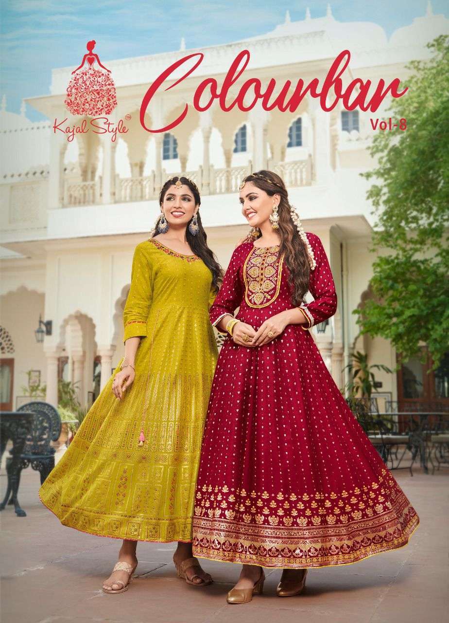 kajal style fashion colorbar vol 8 series 8001-8008 heavy rayon kurti