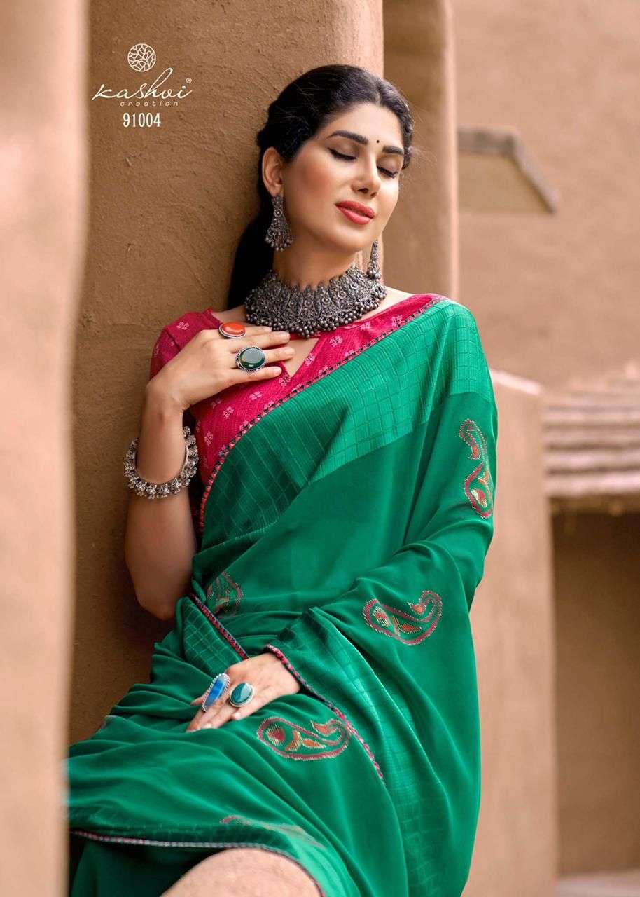 kashvi designer georgette jacquard saree