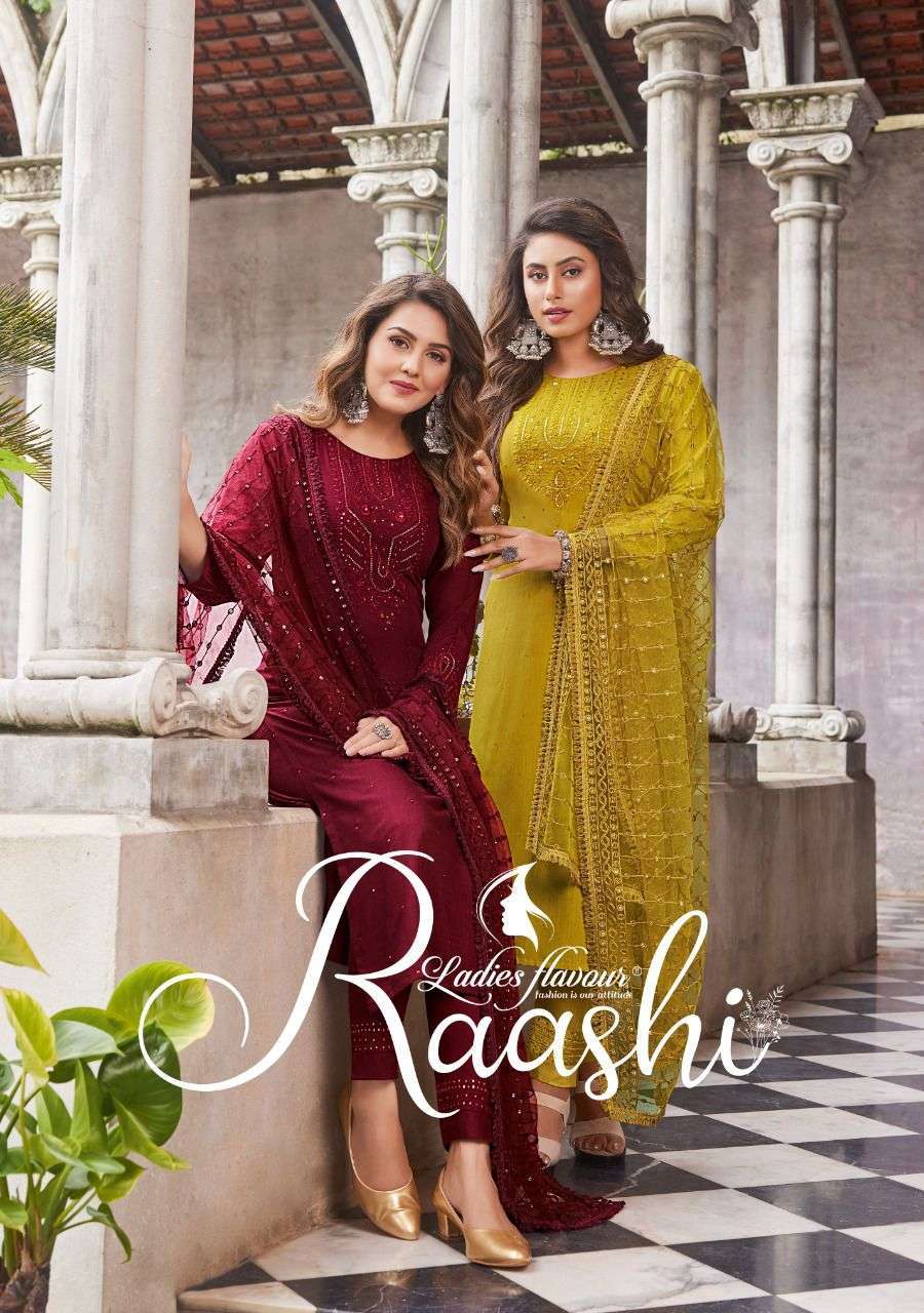 ladies flavour raashi series 1001-1006 fancy viscose readymade suit