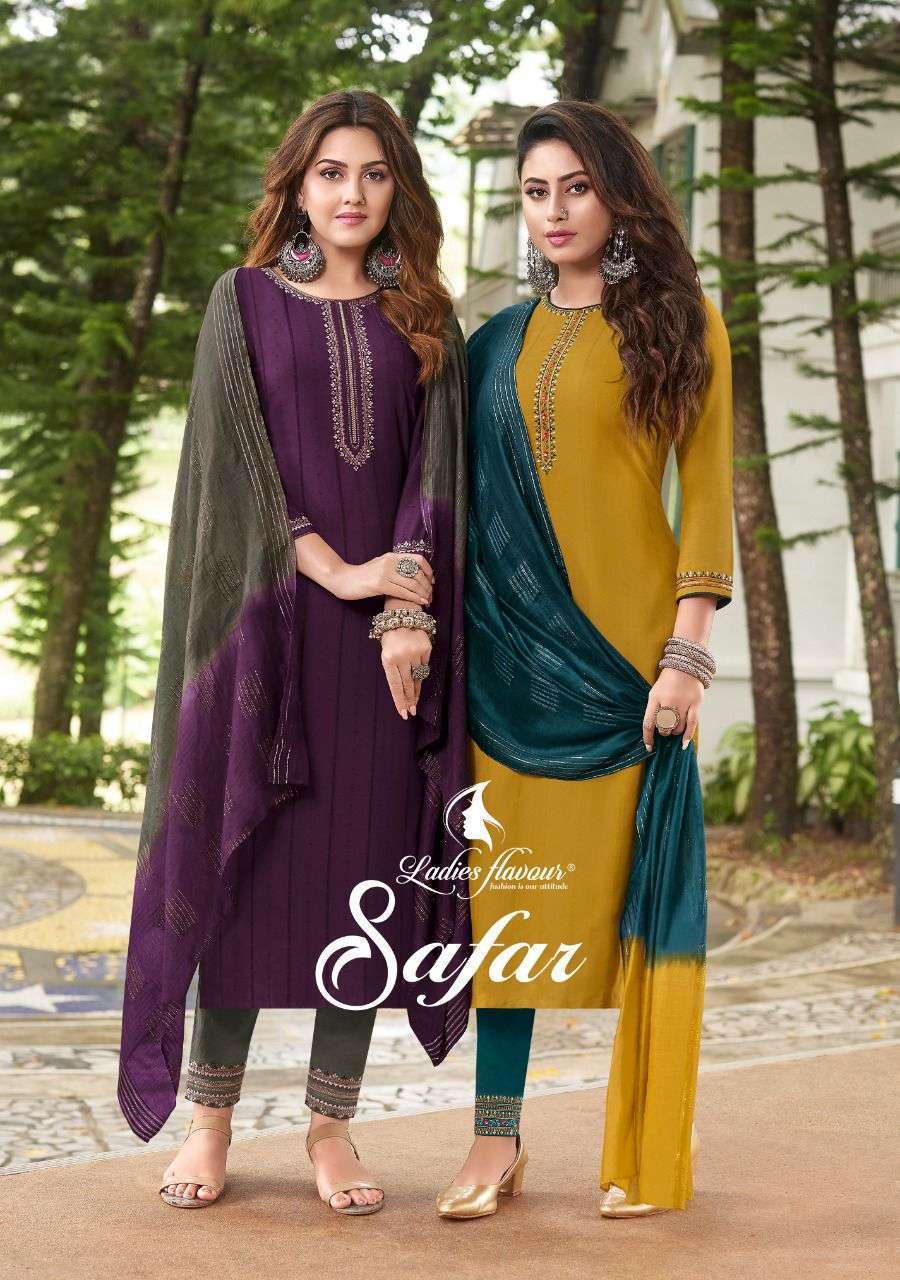 ladies flavour safar series 1001-1005 viscose dobby readymade suit 