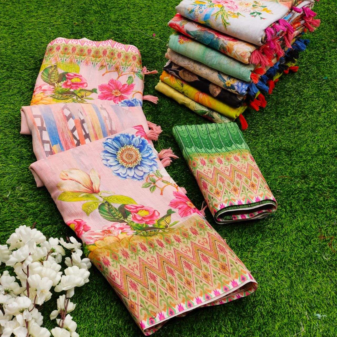 Launching Soft Linen Cotton Sarees Collection