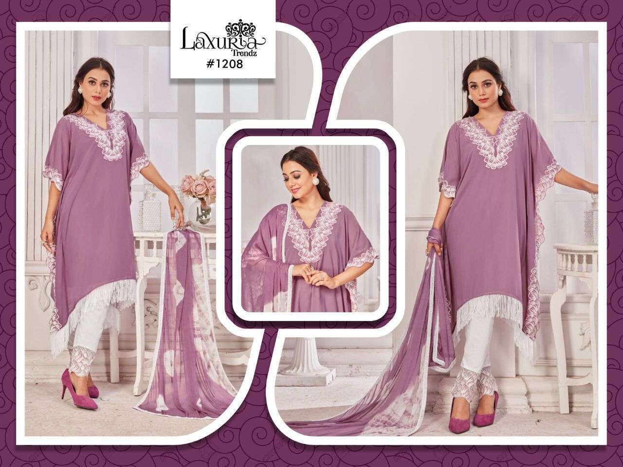 laxuria 1208 heavy faux georgette readymade suit 