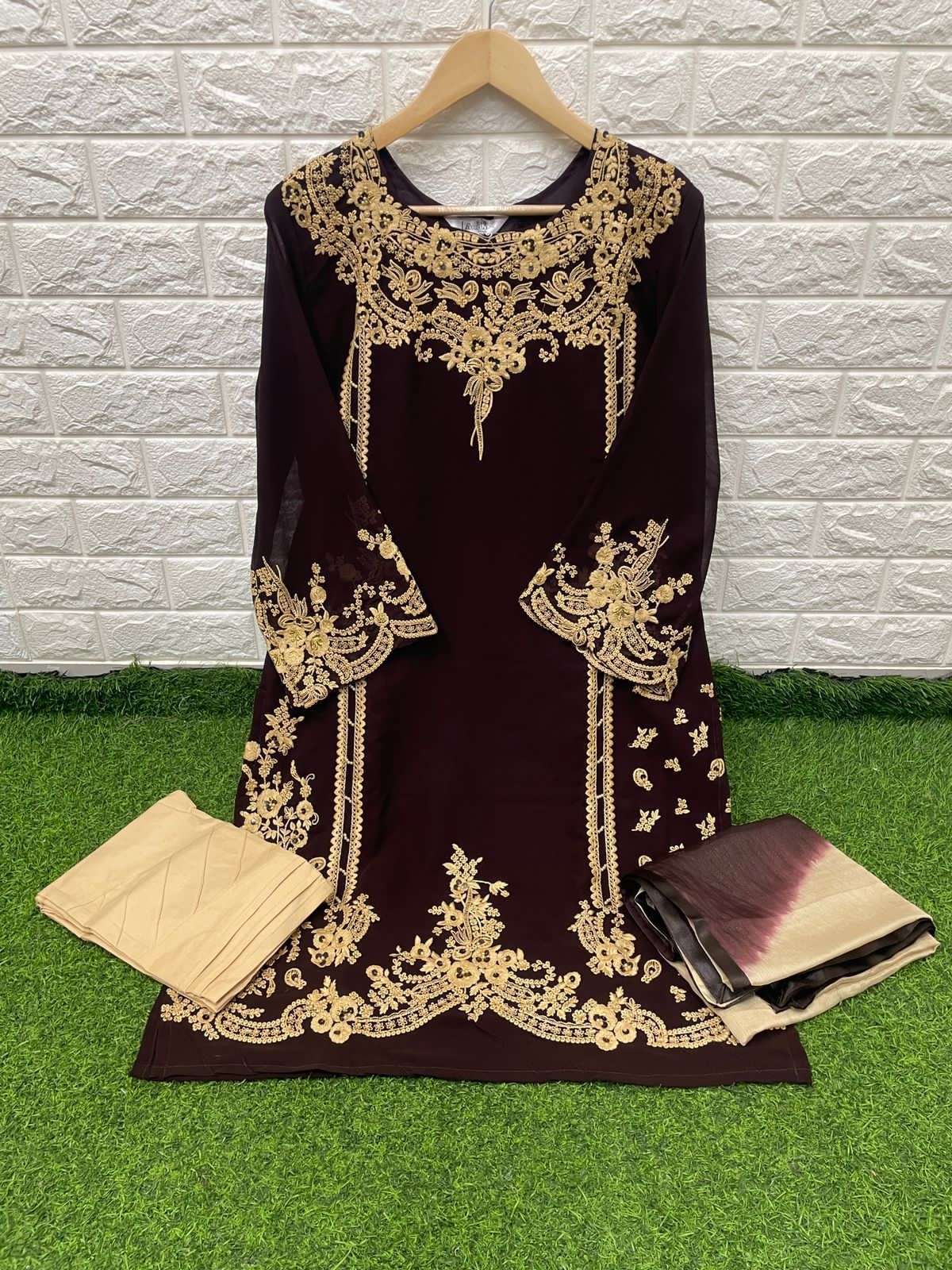 laxuria trendz 1197 designer faux georgette suit 