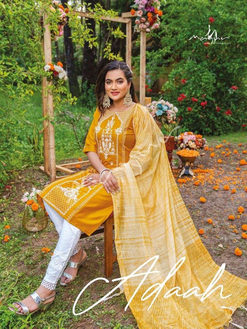 mayur adaah series 101-108 chinon readymade suit