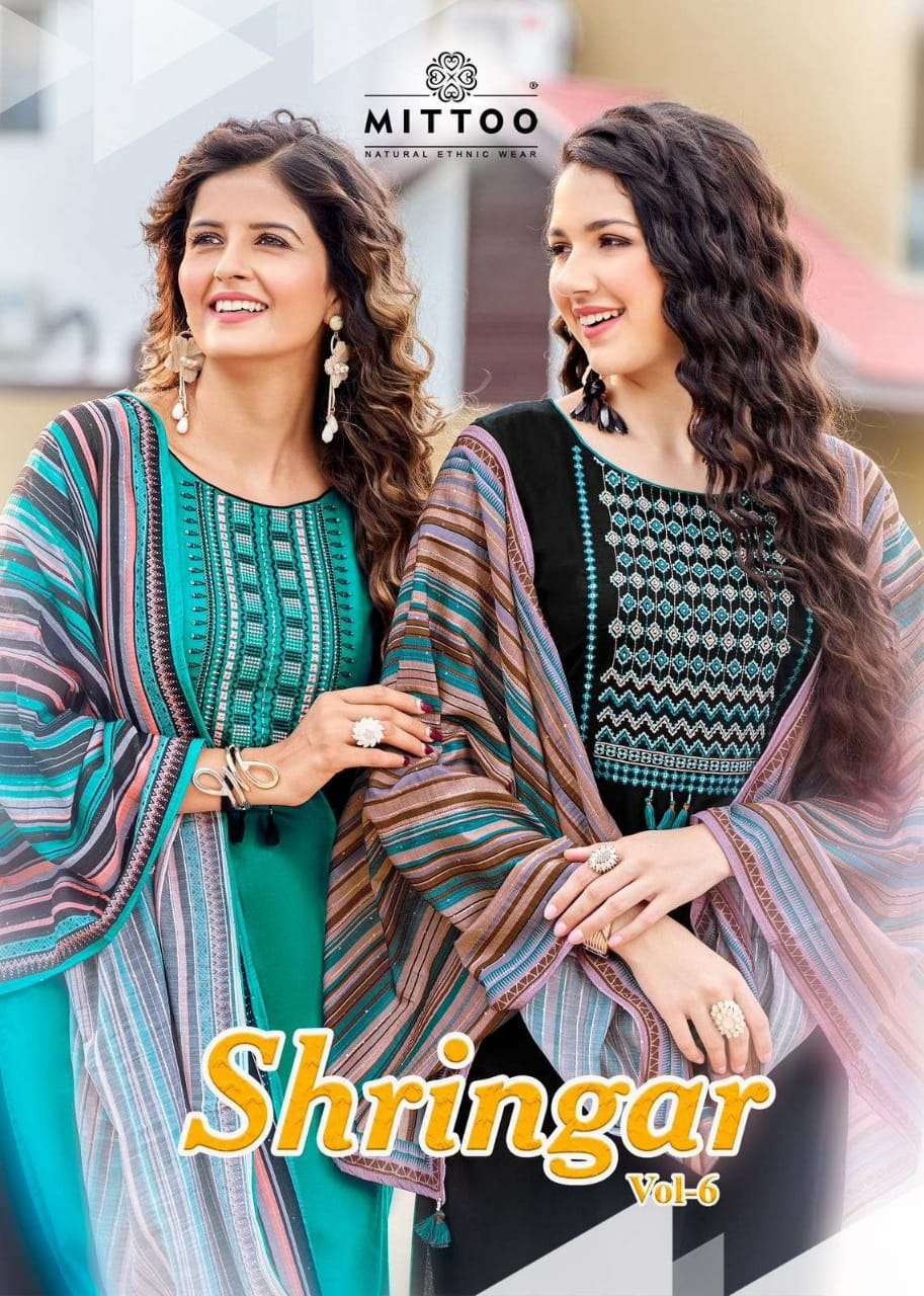 mittoo shringar vol 6 series 1008-1013 viscose weaving strips readymade suit 