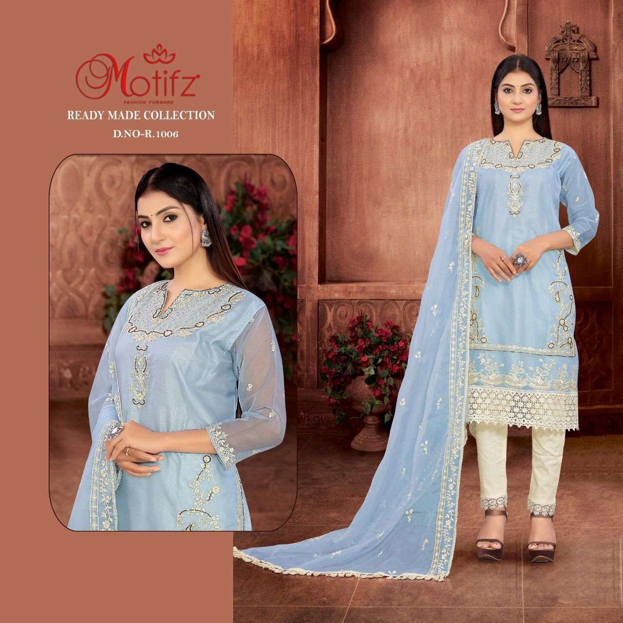 motifz r-1006 designer organza suit 