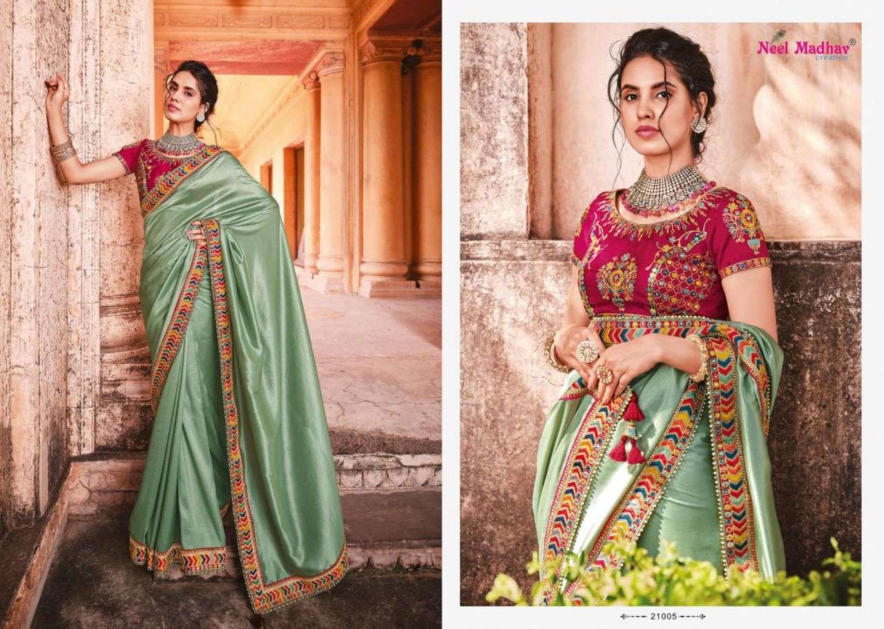 neel madhav designer fancy silk saree 