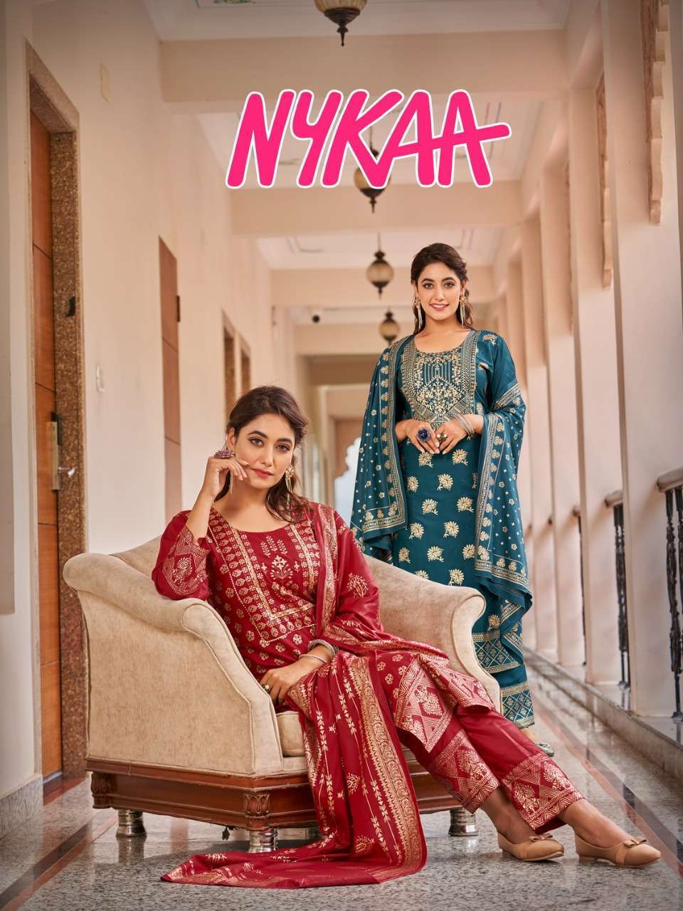 nykaa series 101-108 14 kg heavy rayon readymade suit 