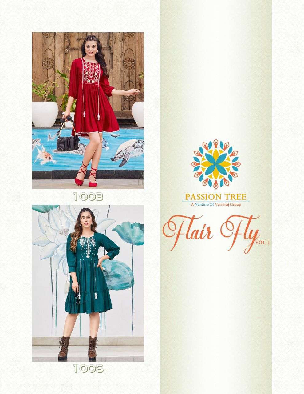 passion tree flair fly vol 1 series 1001-1006 rayon wrinkle kurti