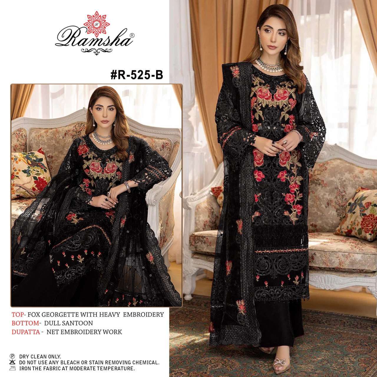 ramsha R-525 nx georgette heavy embroidery suit 