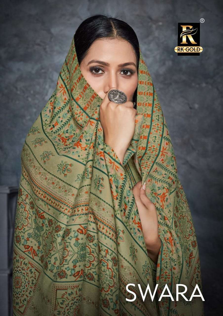 rk gold swara series 35001-35008 pure pashmina suit 