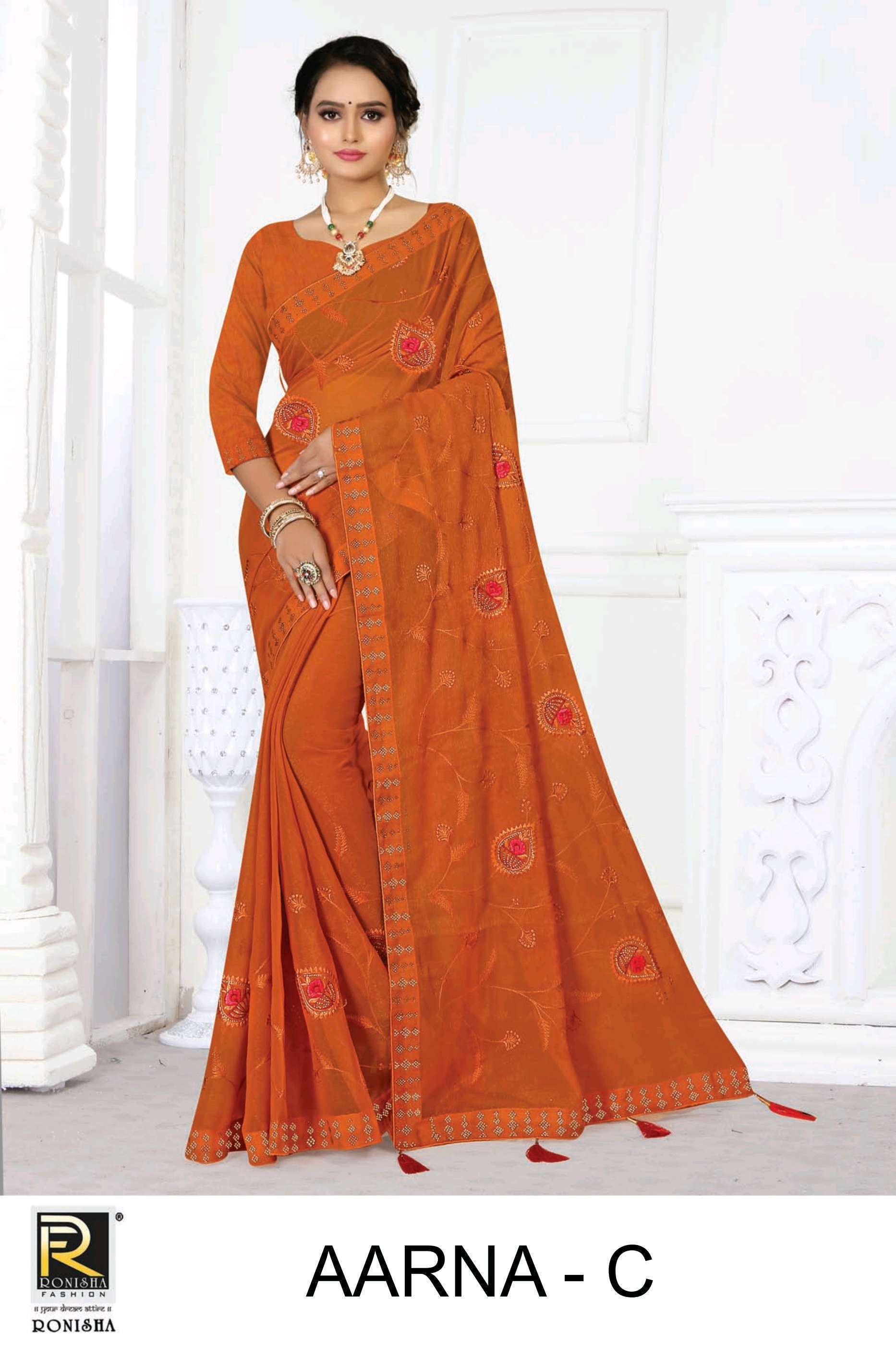 ronisha Aarna simmer embroidery saree