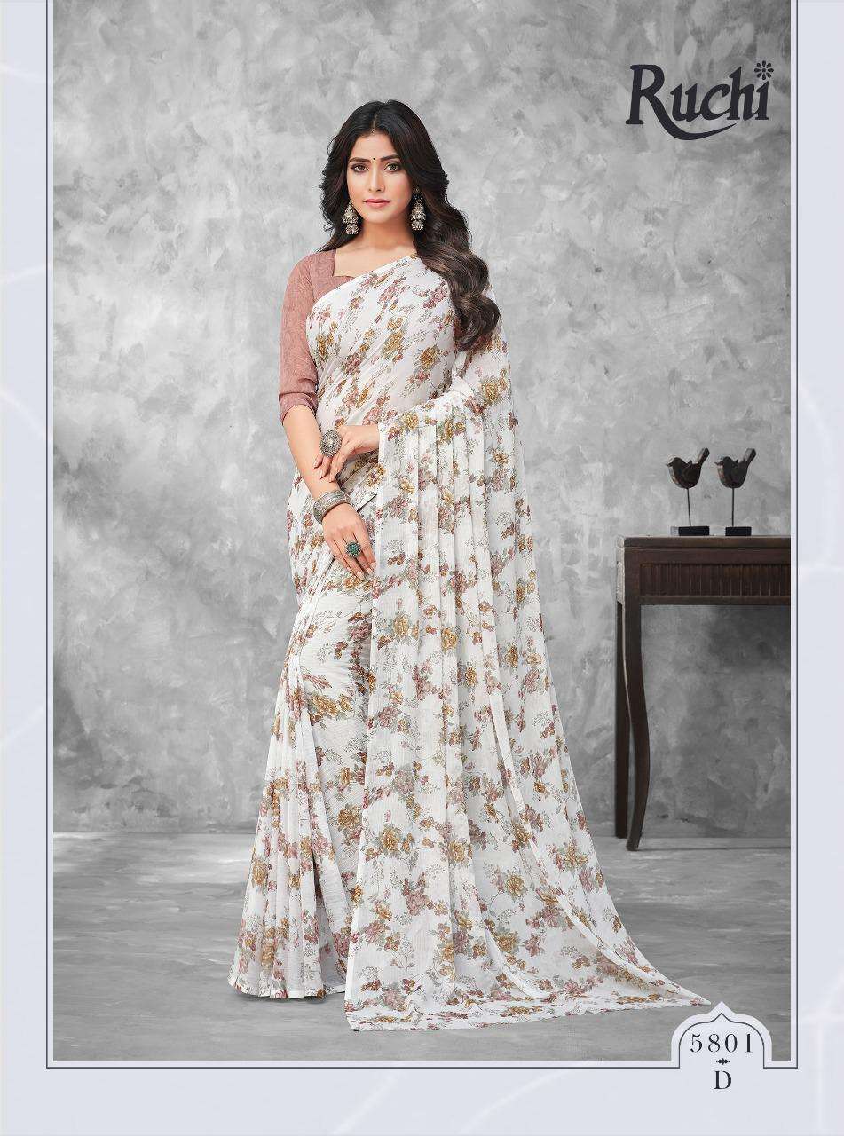 ruchi kesariya chiffon 58th edition series 5801-5805 chiffon saree 