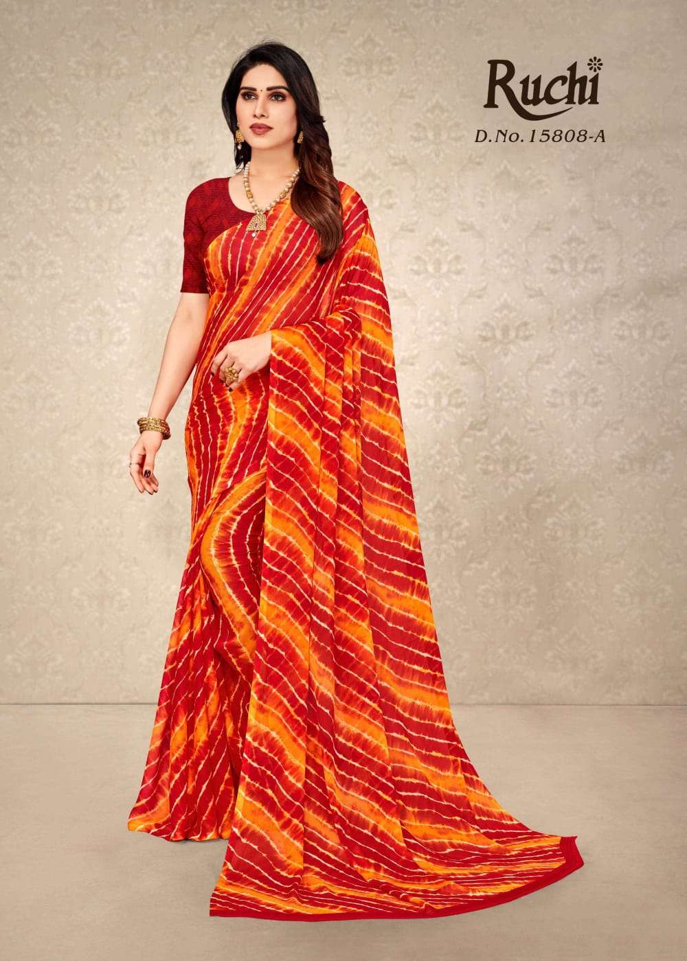 ruchi star chiffon 15808 leheriya special chiffon saree 