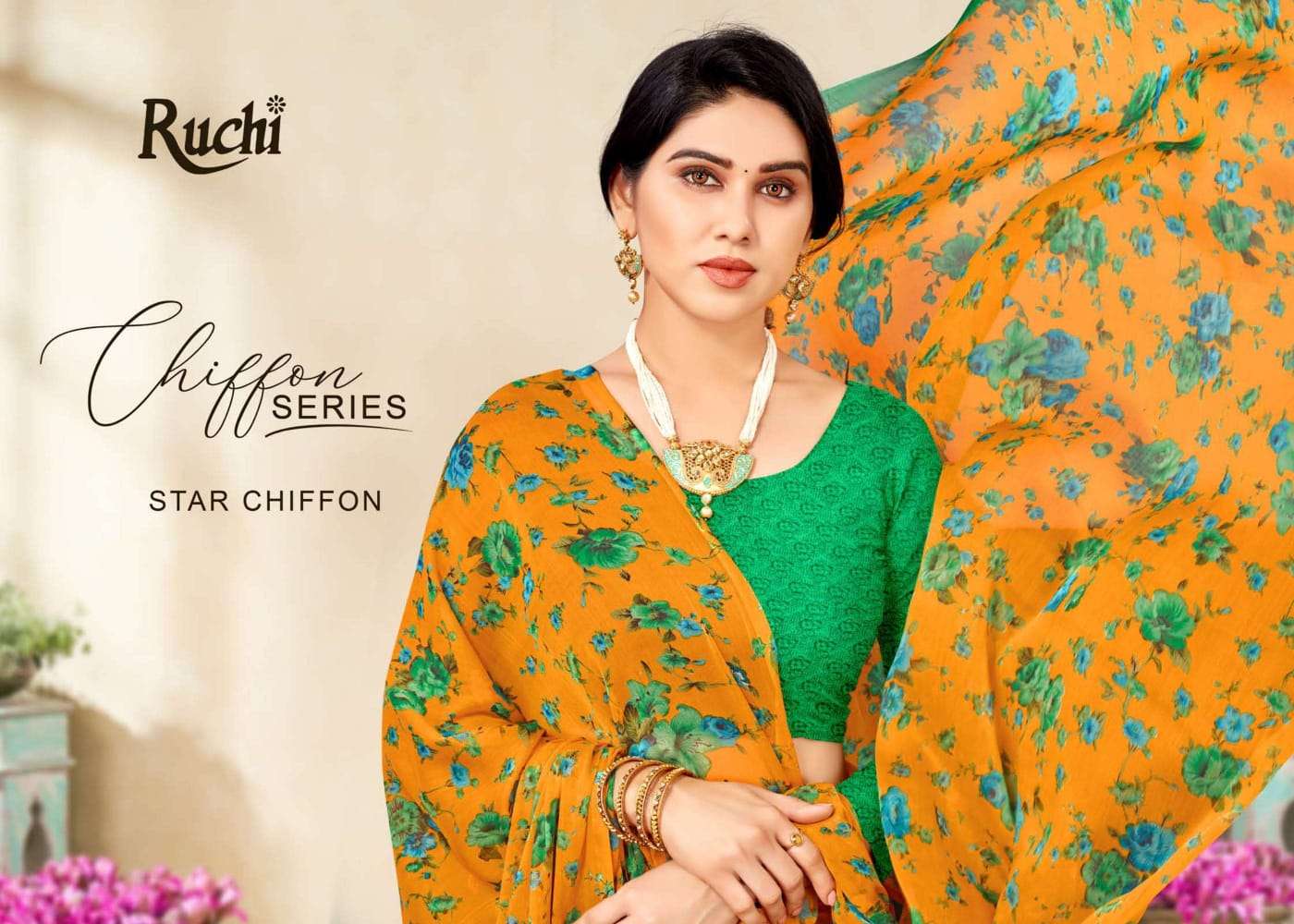 ruchi star chiffon 80th edition series 16901-16906 chiffon saree 