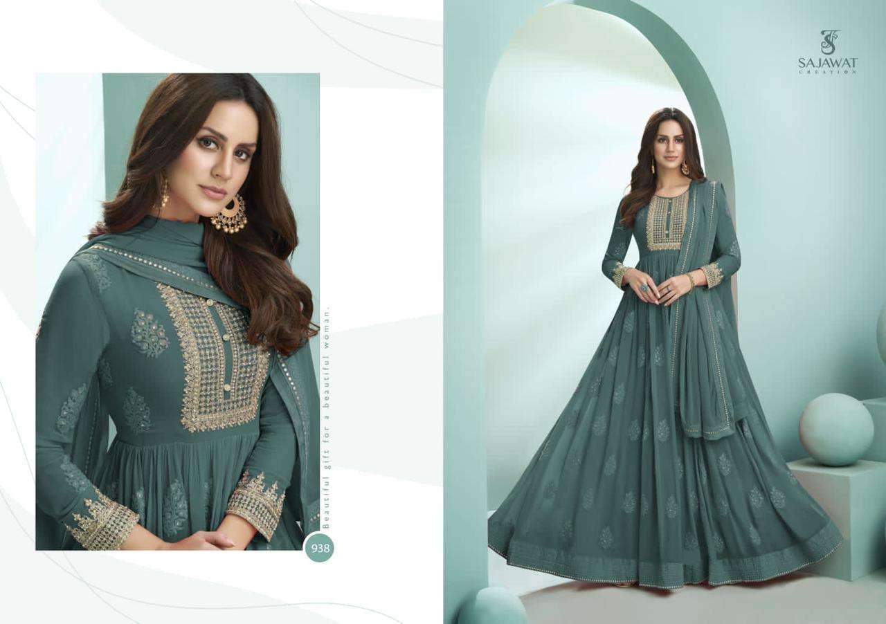 sajawat creation kalpi gold series 937-940 heavy faux georgette suit 