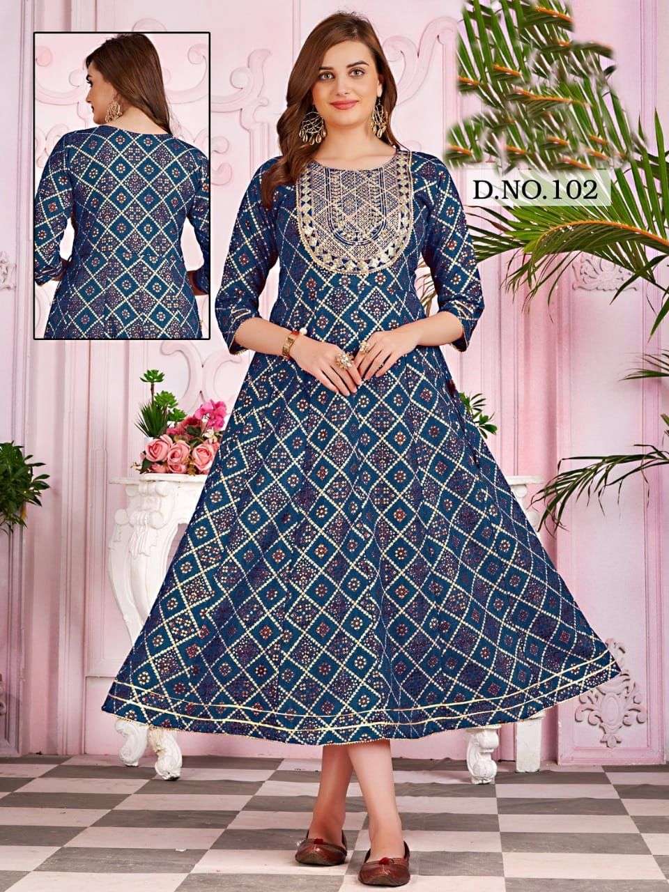 Sangita vol 1 desginer bandhej foil print kurti 