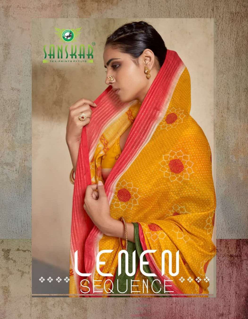 sanskar tex lelen sequence series 41001-41008 pure linen saree