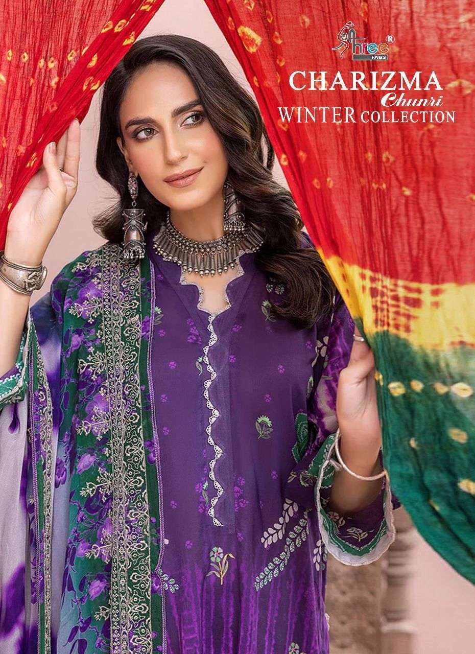 shree fabs charisma chunri winter collection series 2410-2416 pashmina suit 