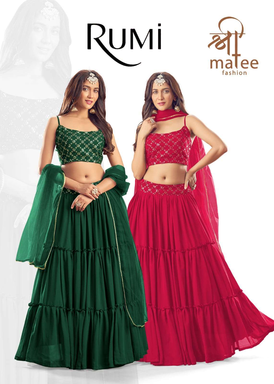 shreematee fashion rumi series 125-127 pure georgette lehenga