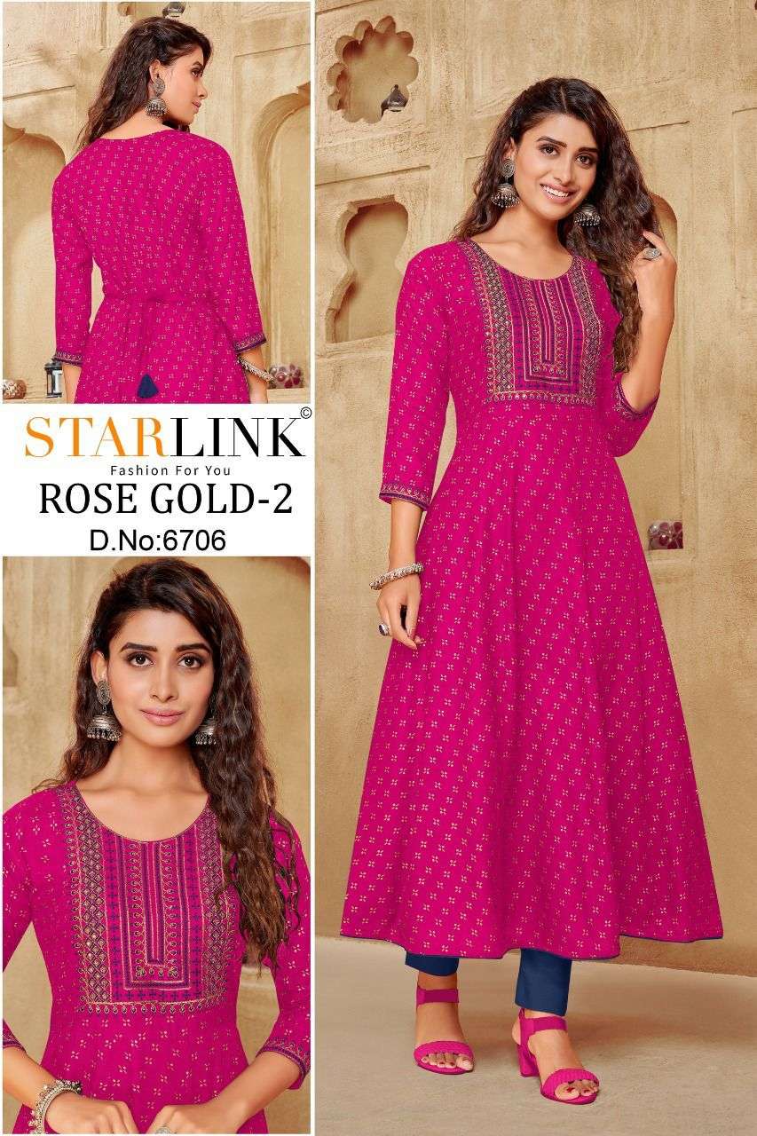 starlink rose gold vol 2 designer rayon kurti 