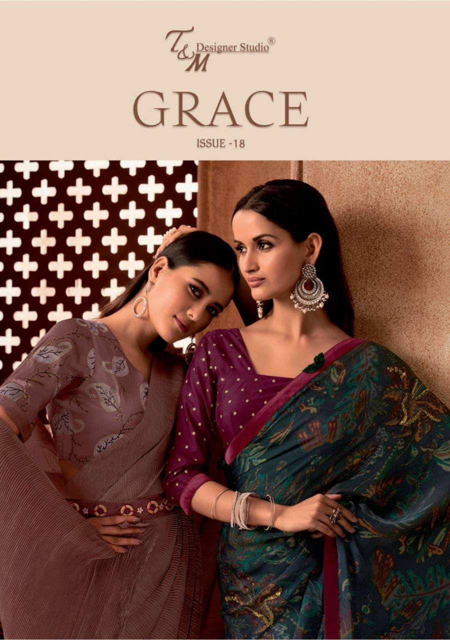 t & m designer grace vol 18 series 3809-3822 fancy fabric saree
