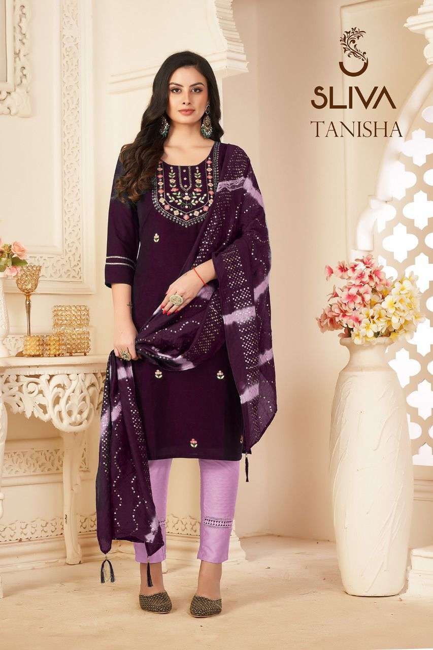 tanisha vol 1 designer chinon silk readymade suit 