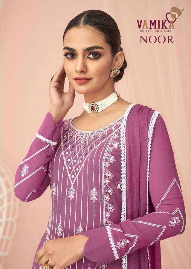 vamika noor series 1001-1006 heavy faux georgette suit 