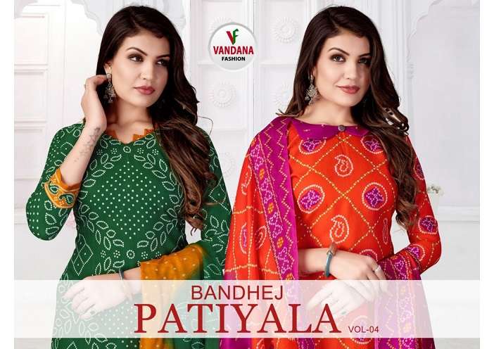 Vandana Bandhej Patiyala Vol-4 series 4001-4012 indo cotton suit
