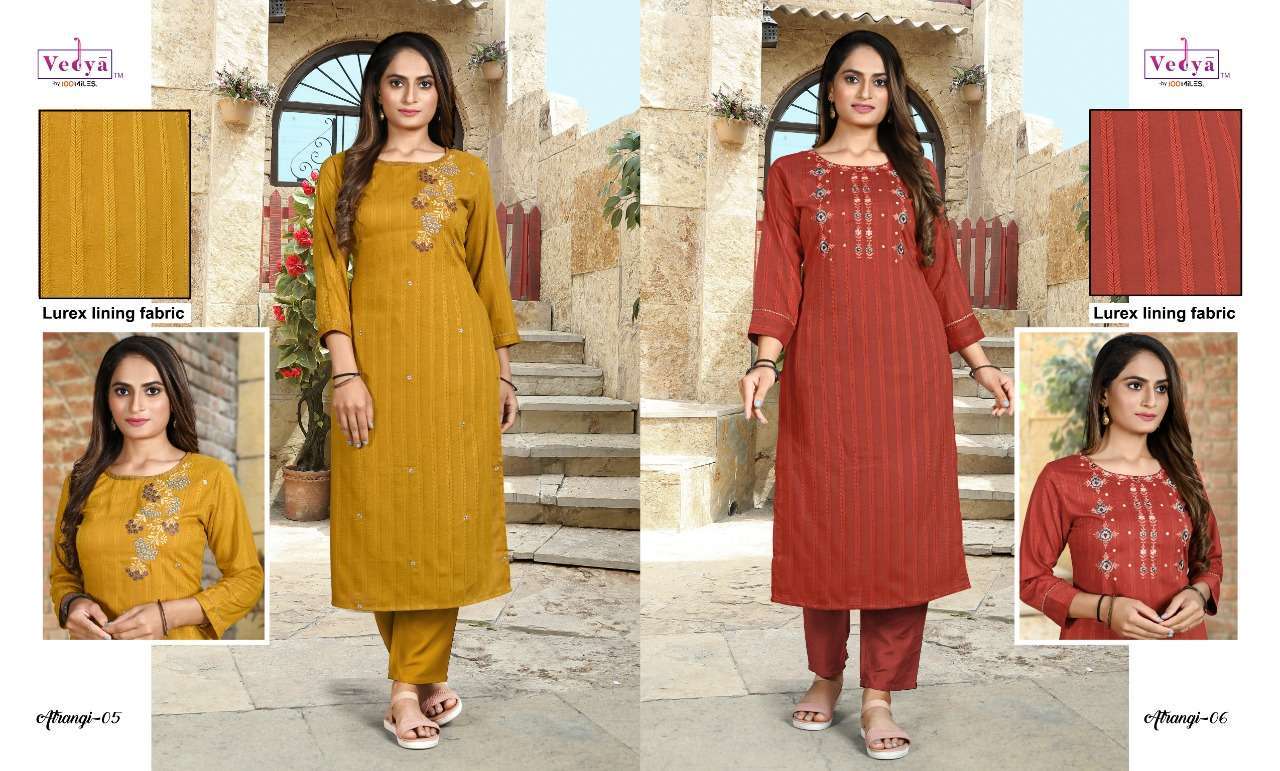 vedya atrangi series 01-06 pure silk lurex kurti 