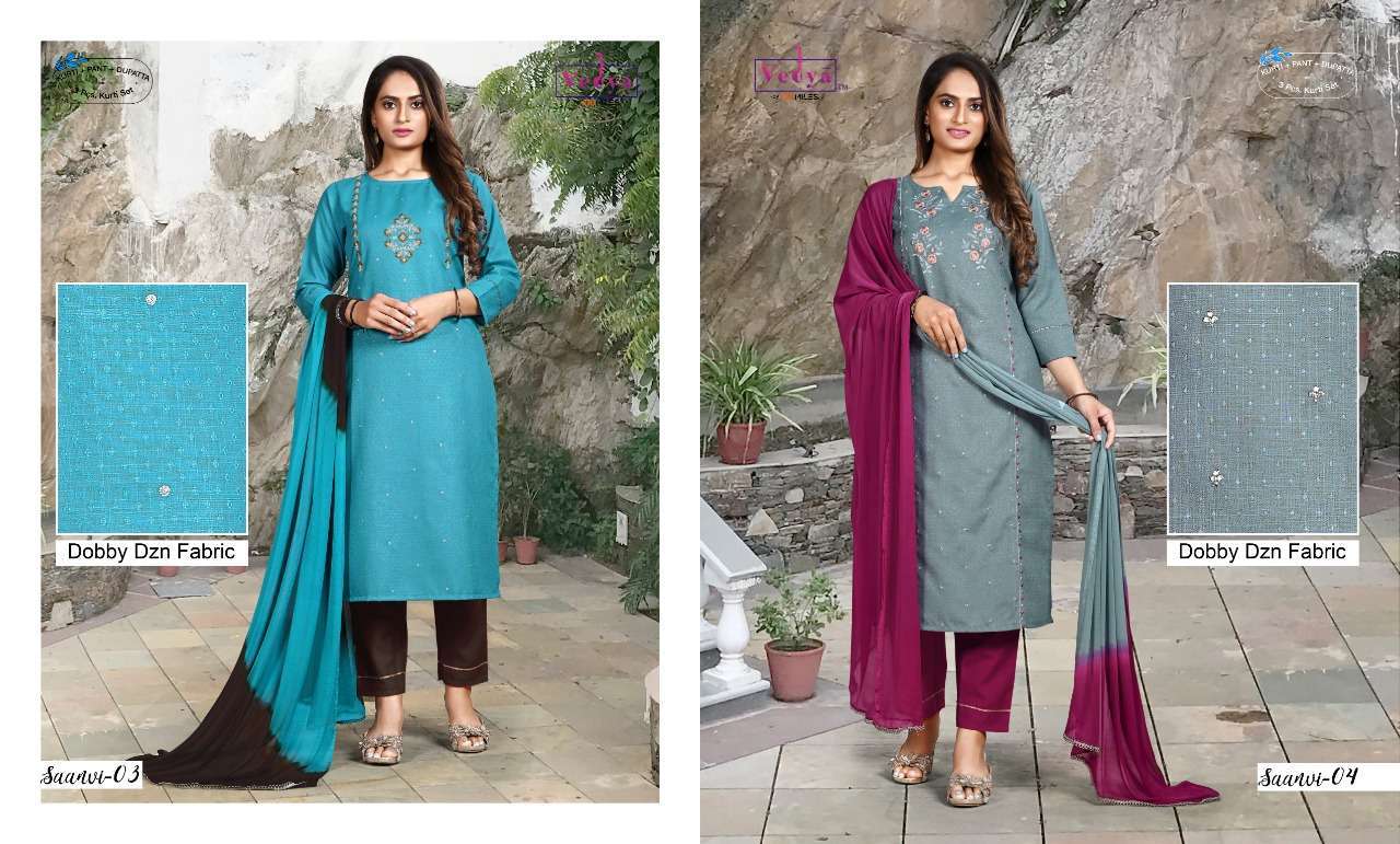 vedya saanvi series 01-06 slub readymade suit 