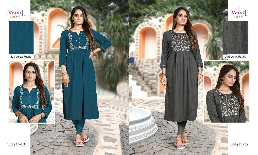 vedya shayari series 01-06 silk jari lurex kurti 