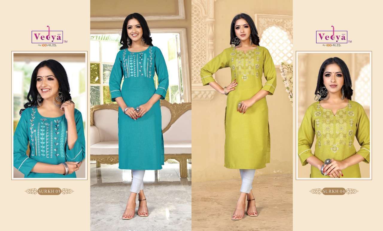 vedya surkh series 01-06 pure slub kurti 